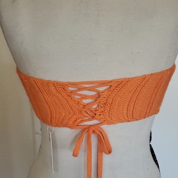 Vibrant Orange Ribbed Crop Top - Picture 3 of 5